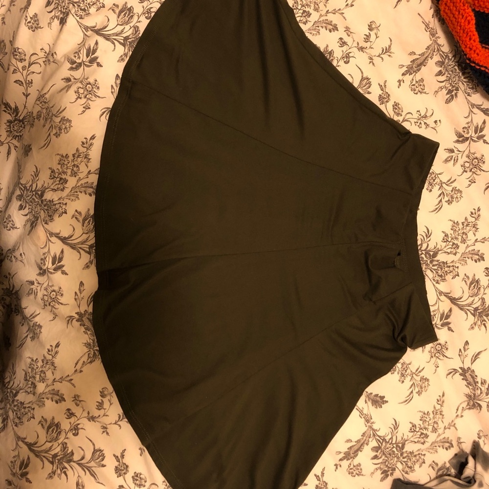 Olive green knit skater skirt